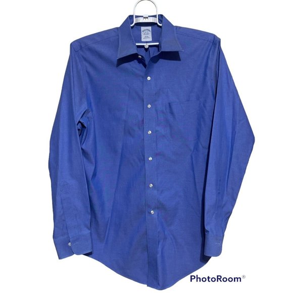 Brooks Brothers Button Up Dress Shirt Men Size 16-35 Blue Slim Fit Cotton - Picture 2 of 4